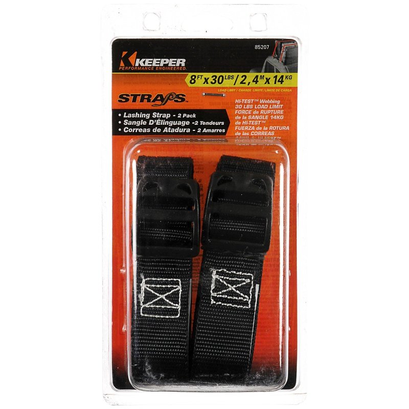Keeper 85207 Lashing Strap, Fully Adjustable, Black/Red