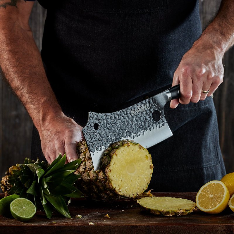 Mr. BAR-B-Q 40010Y Griller's Cleaver Knife, HCS Blade, Wood Handle, 17.7 in OAL