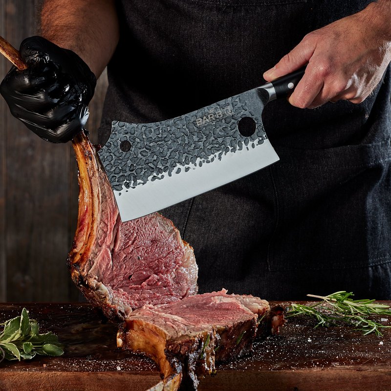 Mr. BAR-B-Q 40010Y Griller's Cleaver Knife, HCS Blade, Wood Handle, 17.7 in OAL