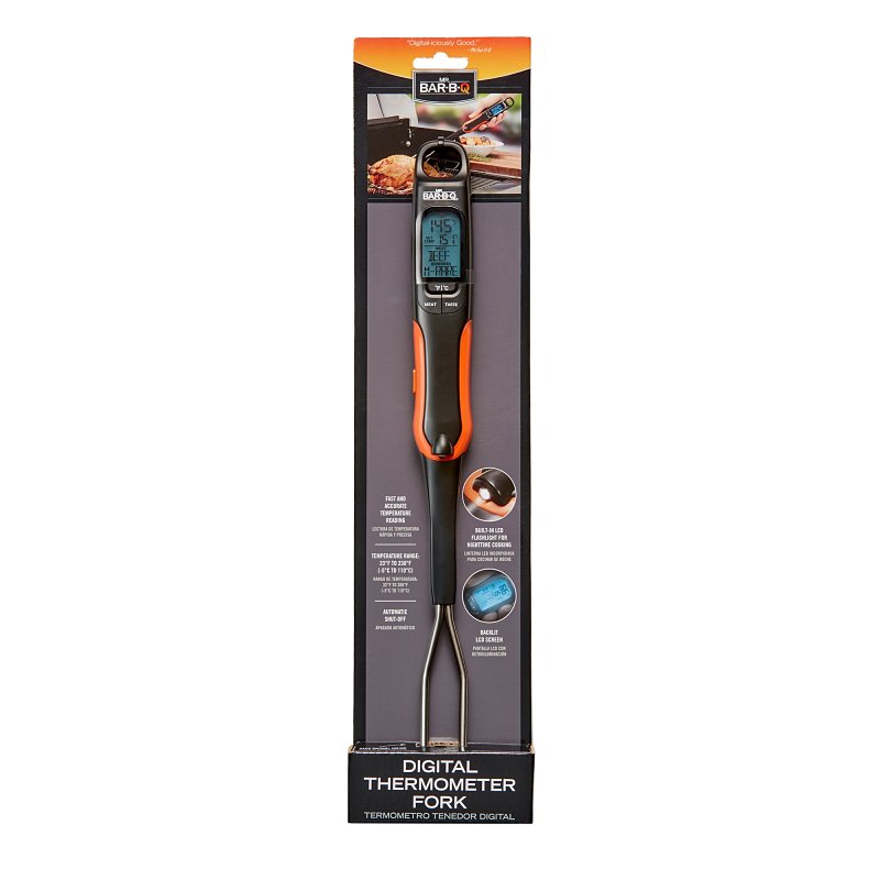 Mr. BAR-B-Q 40120Y Digital Thermometer Fork, Comfort Grip Handle