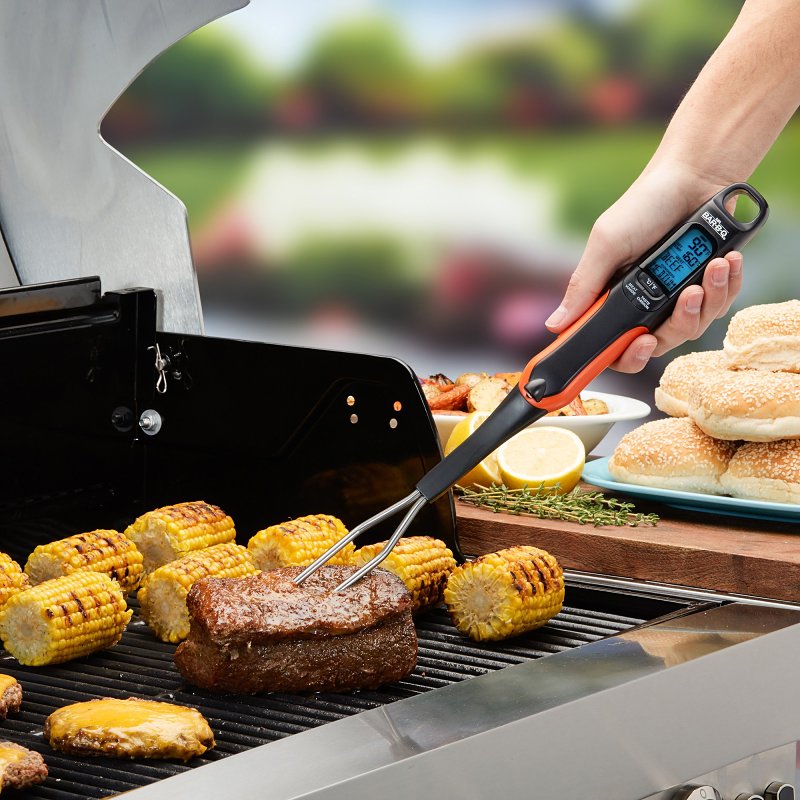 Mr. BAR-B-Q 40120Y Digital Thermometer Fork, Comfort Grip Handle