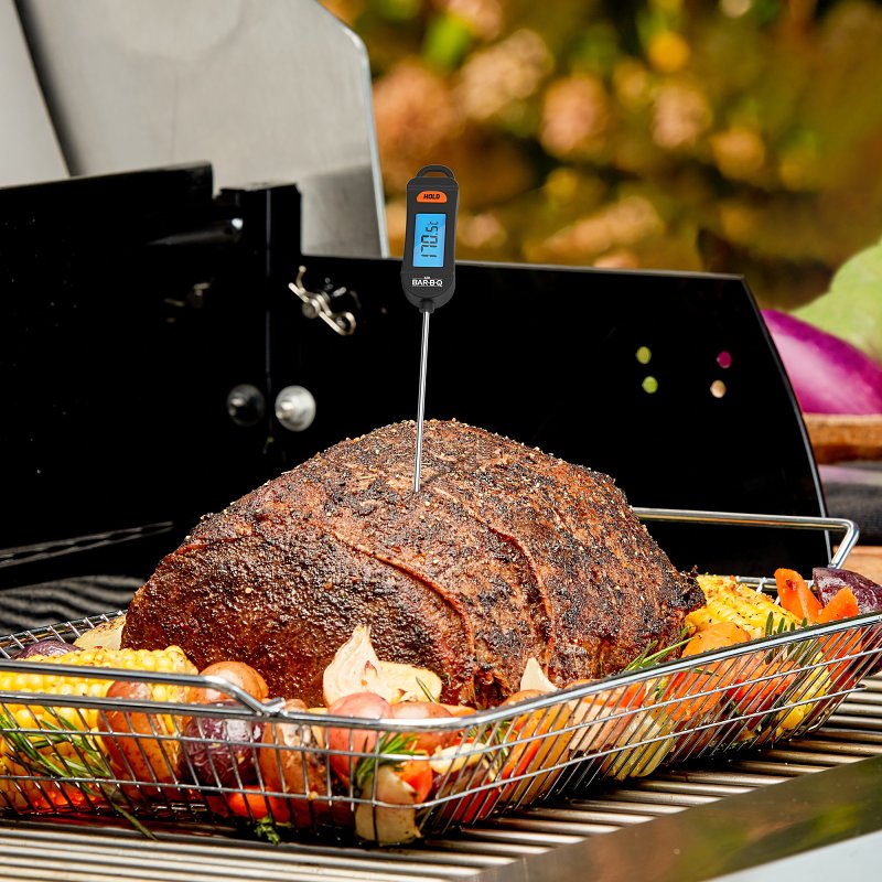 Mr. BAR-B-Q 40390Y Barbecue Thermometer, Digital Display, Stainless Steel Probe Material