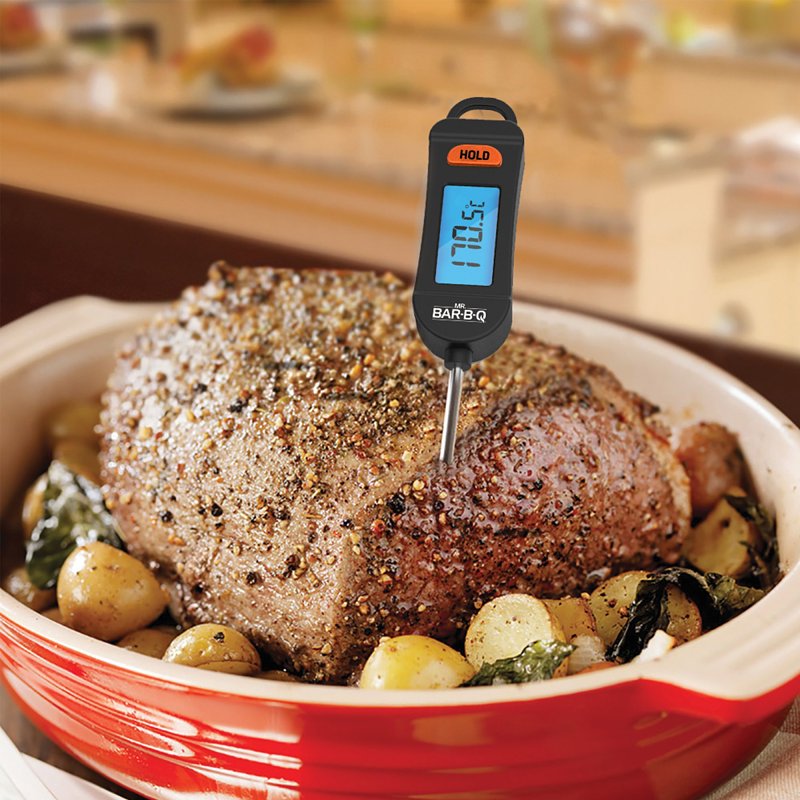 Mr. BAR-B-Q 40390Y Barbecue Thermometer, Digital Display, Stainless Steel Probe Material