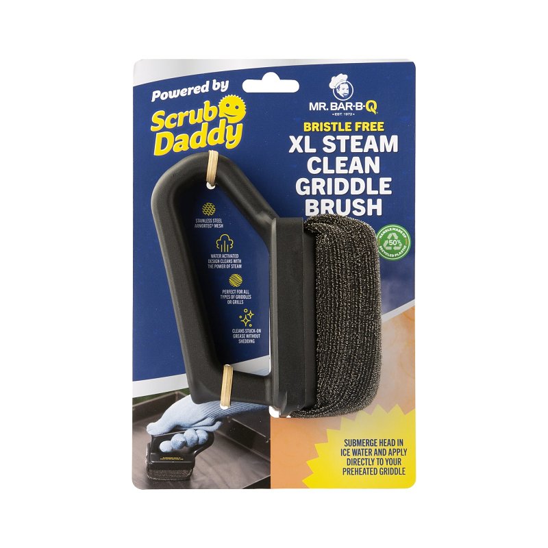 Scrub Daddy 60404SDZ XL Steam Clean Griddle Brush, Stainless Steel Bristle, Plastic Handle