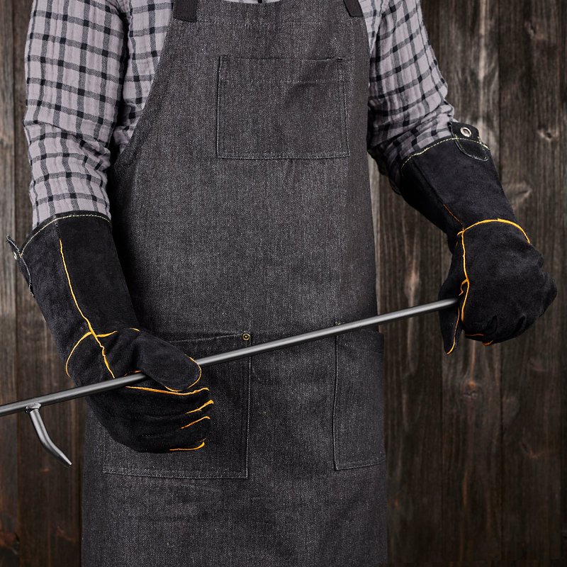 Mr. BAR-B-Q 40113X BBQ Gloves, XL, Leather, Black