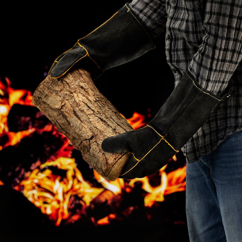 Mr. BAR-B-Q 40113X BBQ Gloves, XL, Leather, Black