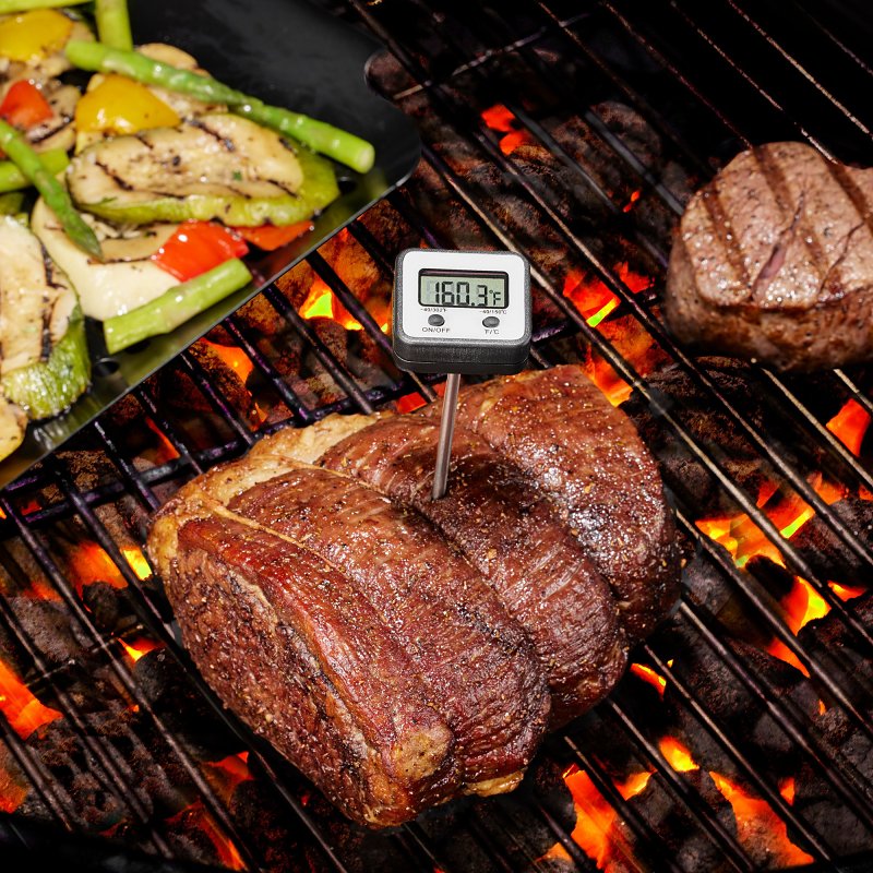 Mr. BAR-B-Q 40294Y Meat Thermometer, Digital Display, Stainless Steel Probe Material, Black