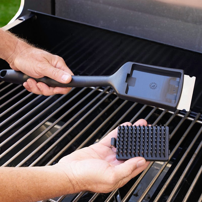 Mr. BAR-B-Q 60305Y Grill Brush, Stainless Steel Bristle, TPR Handle, Soft-Grip Handle, 16-1/2 in L