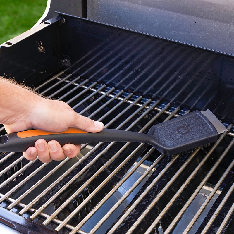Mr. BAR-B-Q 60305Y Grill Brush, Stainless Steel Bristle, TPR Handle, Soft-Grip Handle, 16-1/2 in L