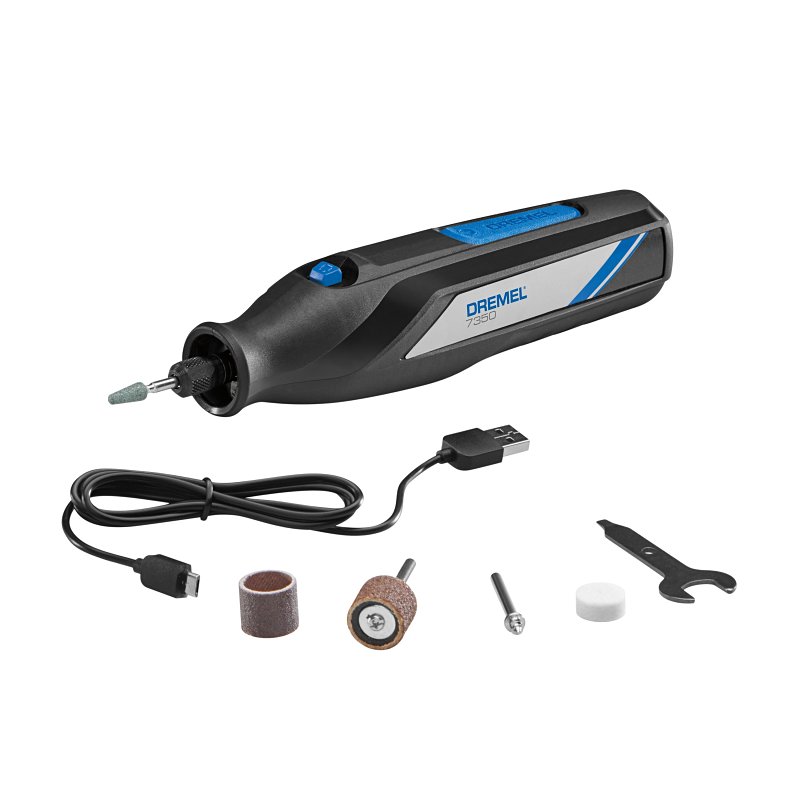Dremel 7350-5 Cordless Rotary Tool Kit, Battery Included, 4 V, 2 Ah, 12,000 rpm Speed, 1-Speed