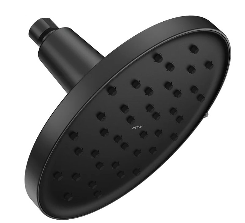 Moen Verso Series 220R2EPBL Shower Head, Round, 1.75 gpm, 1/2 in Connection, IPS, 8-Spray Function, Plastic, 9 in Dia