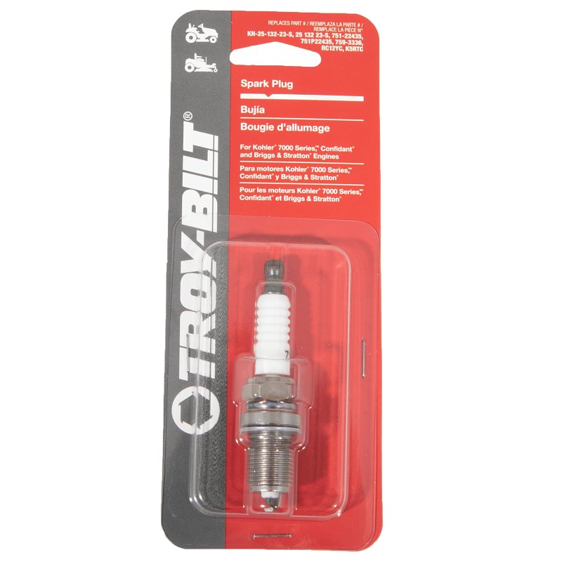 Troy-Bilt 490-250-Y021 Spark Plug, Nickel, For: Kohler 7000 Series, Confidant and Briggs & Stratton Engines