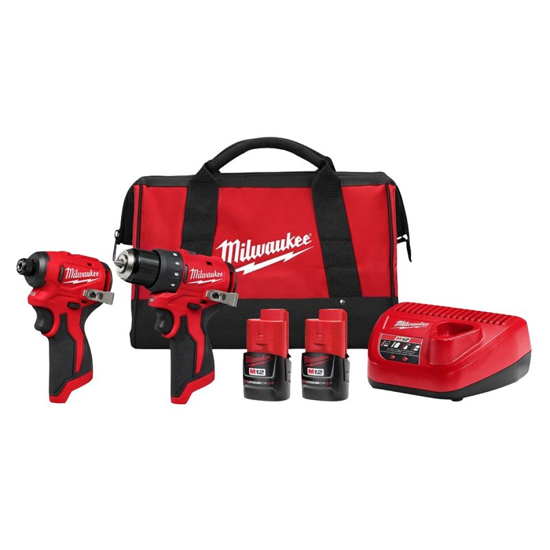 Milwaukee M12 3494-22 Subcompact Combo Kit, Battery Included, 12 V, Lithium-Ion