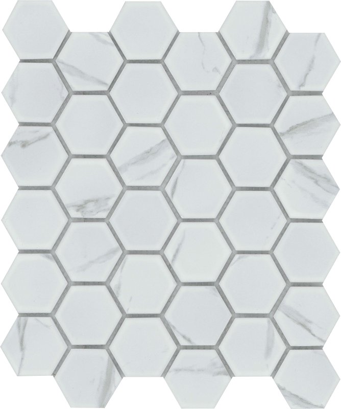 Emser Tile Elegan Series Porcelain Mosaic Tile, 13 in L Tile, 11 in W Tile, Pressed Edge, Calacata (19.34 sq-ft)