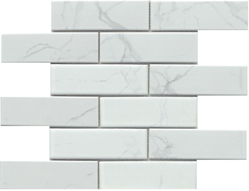 Emser Tile Elegan Series Porcelain Mosaic Tile, 12 in L Tile, 11 in W Tile, Pressed Edge, Calacata (17.98 sq-ft)