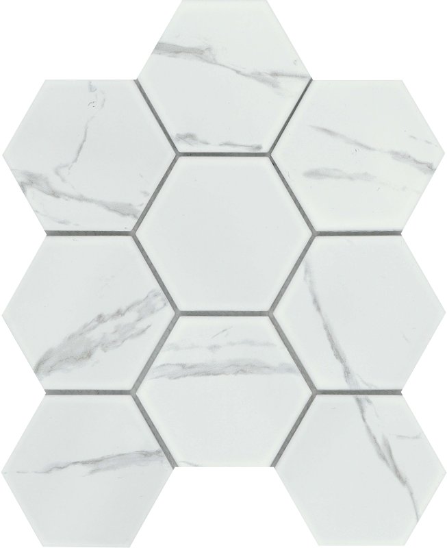 Emser Tile Elegan Series Porcelain Mosaic Tile, 11 in L Tile, 10 in W Tile, Pressed Edge, Calacata (15.78 sq-ft)