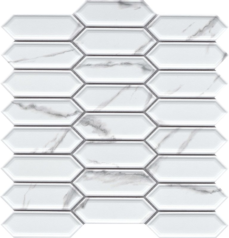 Emser Tile Elegan Series Porcelain Mosaic Tile, 13 in L Tile, 10 in W Tile, Pressed Edge, Calacata (17.38 sq-ft)