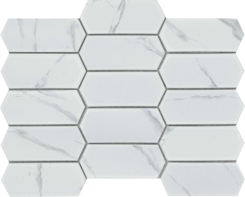 Emser Tile Elegan Series Porcelain Mosaic Tile, 14 in L Tile, 10 in W Tile, Pressed Edge, Calacata (19 sq-ft)