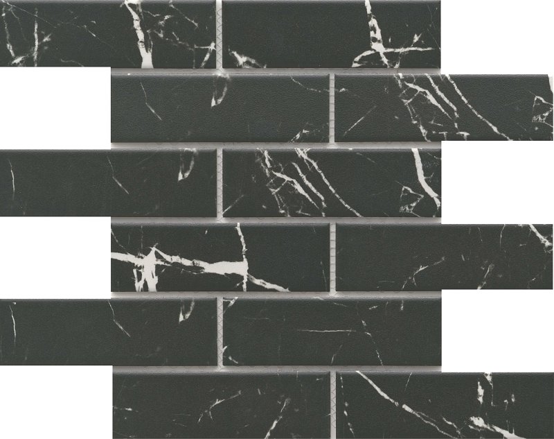 Emser Tile Elegan Series Porcelain Mosaic Tile, 12 in L Tile, 11 in W Tile, Pressed Edge, Nero (17.98 sq-ft)