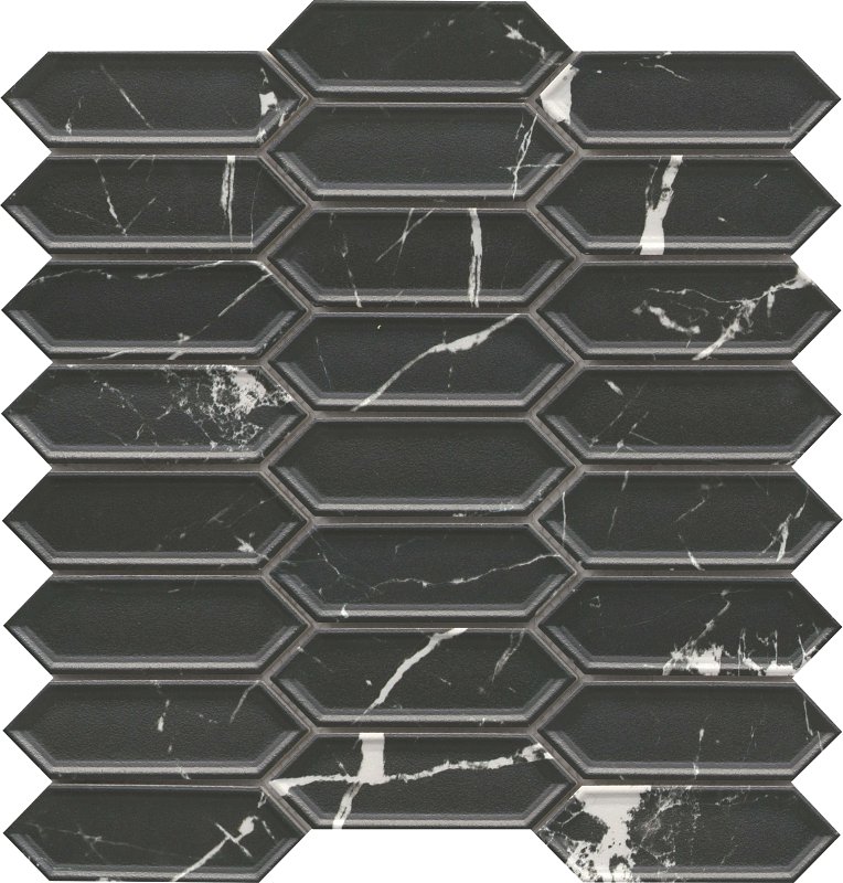 Emser Tile Elegan Series Porcelain Mosaic Tile, 13 in L Tile, 10 in W Tile, Pressed Edge, Nero (17.38 sq-ft)
