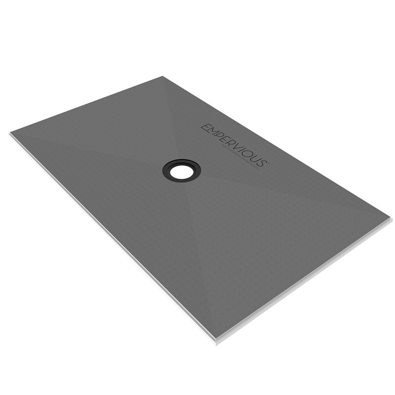 Emser Tile Empervious Series ZGBSP3660 Shower Pan With Drain, 60 in L, 36 in W, 1 in H, Fiberglass/XPS Foam