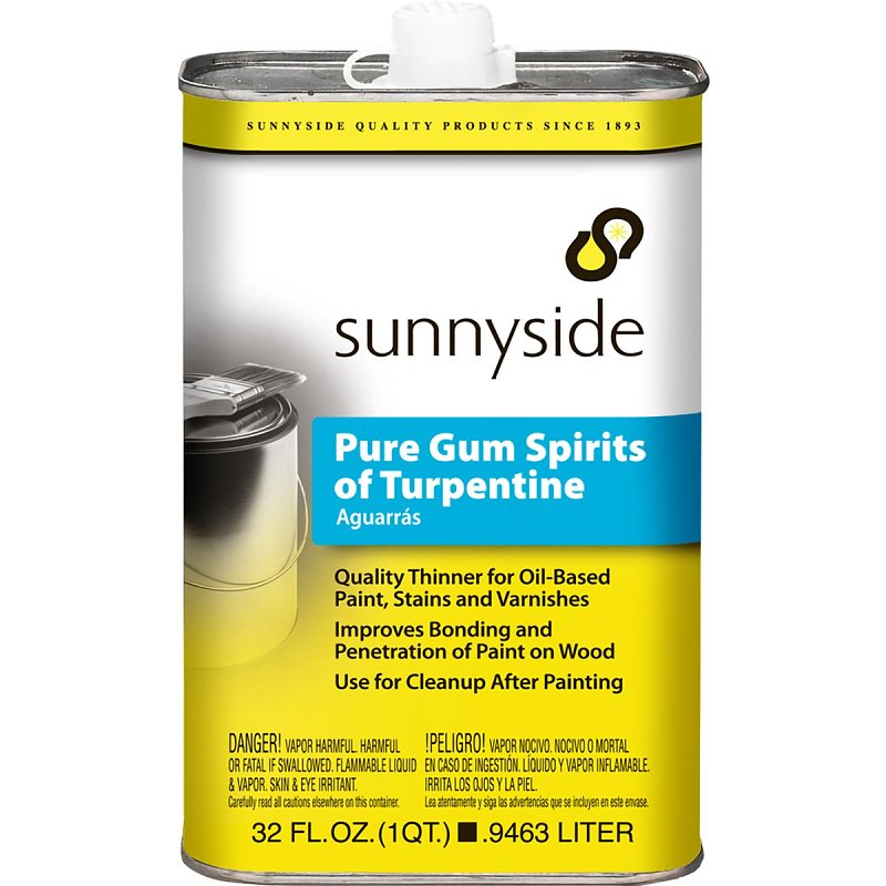 Sunnyside 87032 Turpentine Thinner, Liquid, Pine, Clear/Pale Yellow, 1 qt, Can