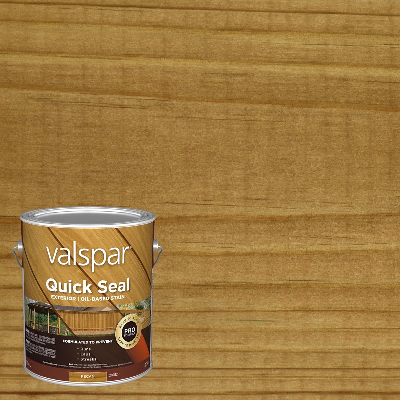 Valspar Quick Seal VL1028012-16 Exterior Stain, Semi-Transparent, Pecan, Liquid, 1 gal