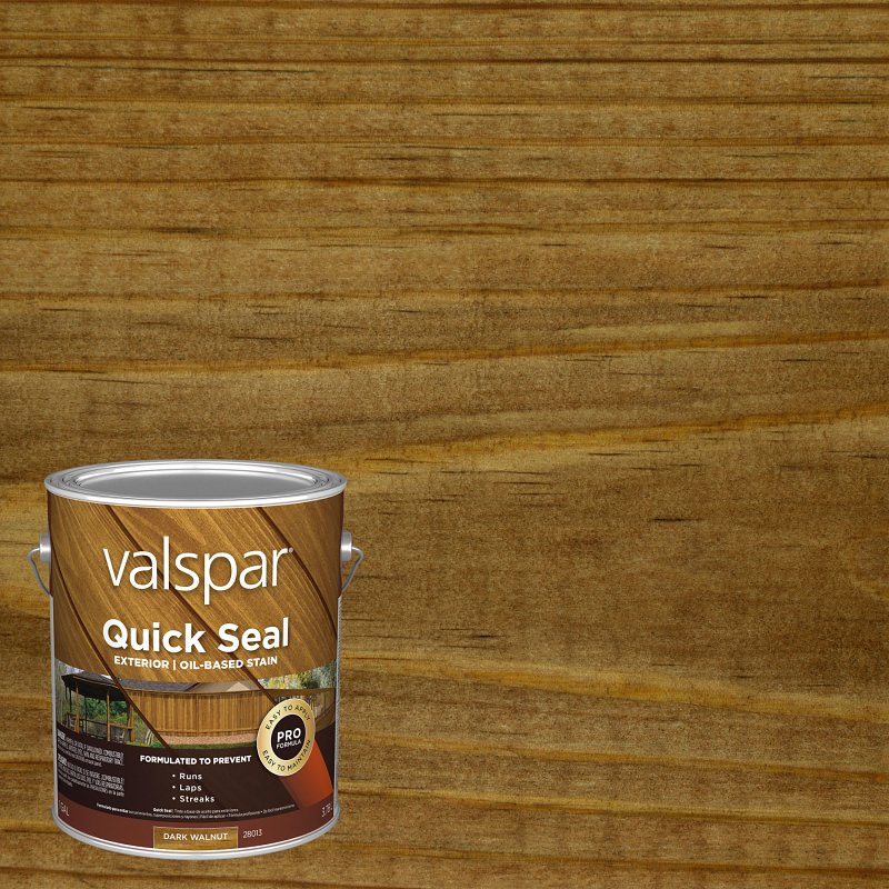 Valspar Quick Seal VL1028013-16 Exterior Stain, Semi-Transparent, Dark Walnut, Liquid, 1 gal