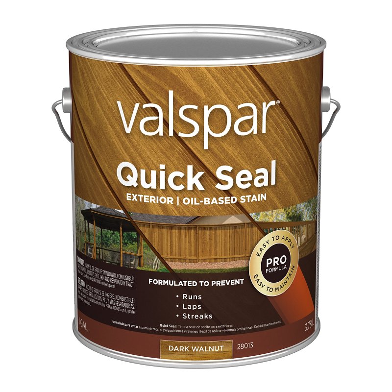 Valspar Quick Seal VL1028013-16 Exterior Stain, Semi-Transparent, Dark Walnut, Liquid, 1 gal