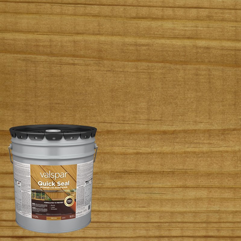 Valspar Quick Seal VL1028012-20 Exterior Stain, Semi-Transparent, Pecan, Liquid, 5 gal