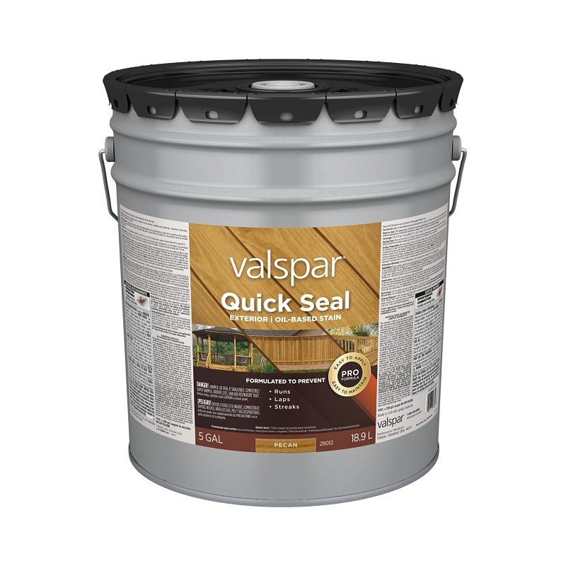 Valspar Quick Seal VL1028012-20 Exterior Stain, Semi-Transparent, Pecan, Liquid, 5 gal