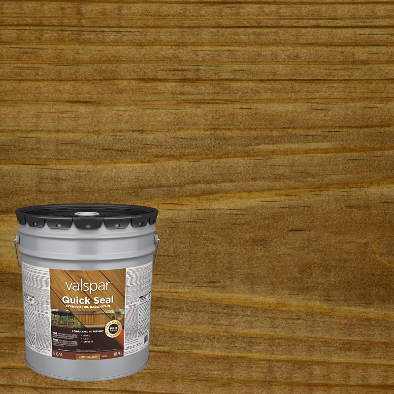 Valspar Quick Seal VL1028013-20 Exterior Stain, Semi-Transparent, Dark Walnut, Liquid, 5 gal