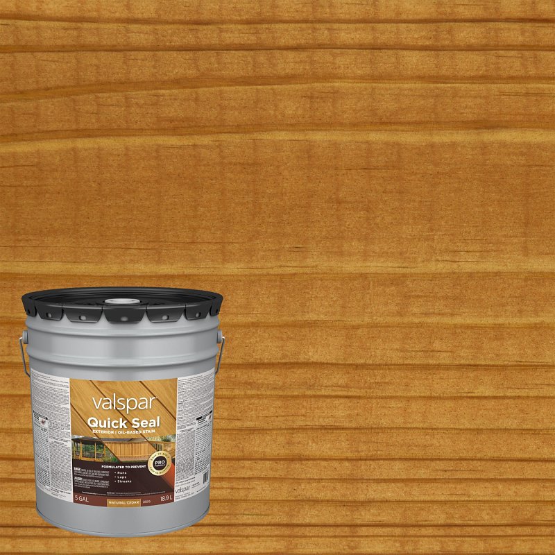 Valspar Quick Seal VL1028015-20 Exterior Stain, Semi-Transparent, Natural Cedar, Liquid, 5 gal