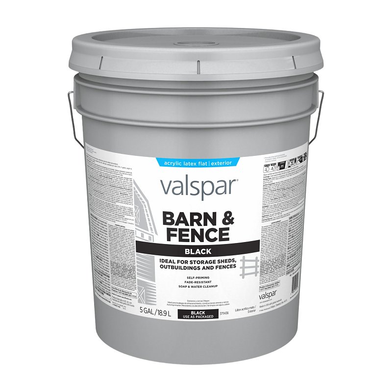 Valspar Armor Series 3711436 Barn and Fence Paint, Black, 5 gal