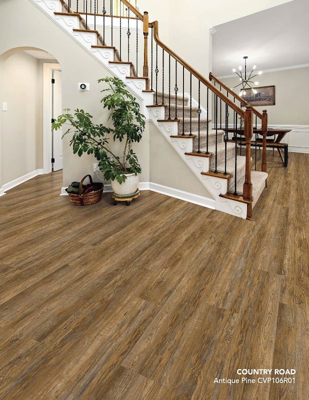 Healthier Choice Flooring CVP106R01 Flooring Plank, 60 in L, 9 in W, Pressed Bevel Edge, Stone Polymer Composite/Vinyl