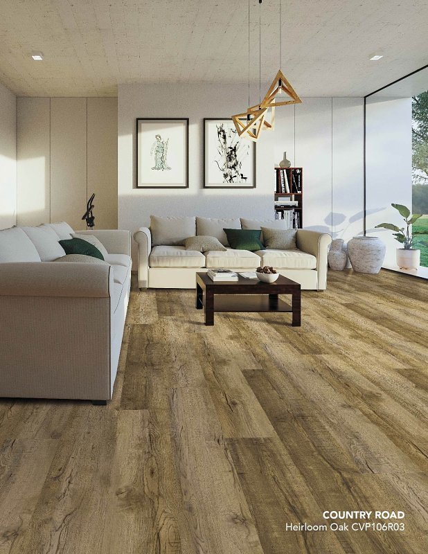 Healthier Choice Flooring CVP106R03 Flooring Plank, 60 in L, 9 in W, Pressed Bevel Edge, Stone Polymer Composite/Vinyl
