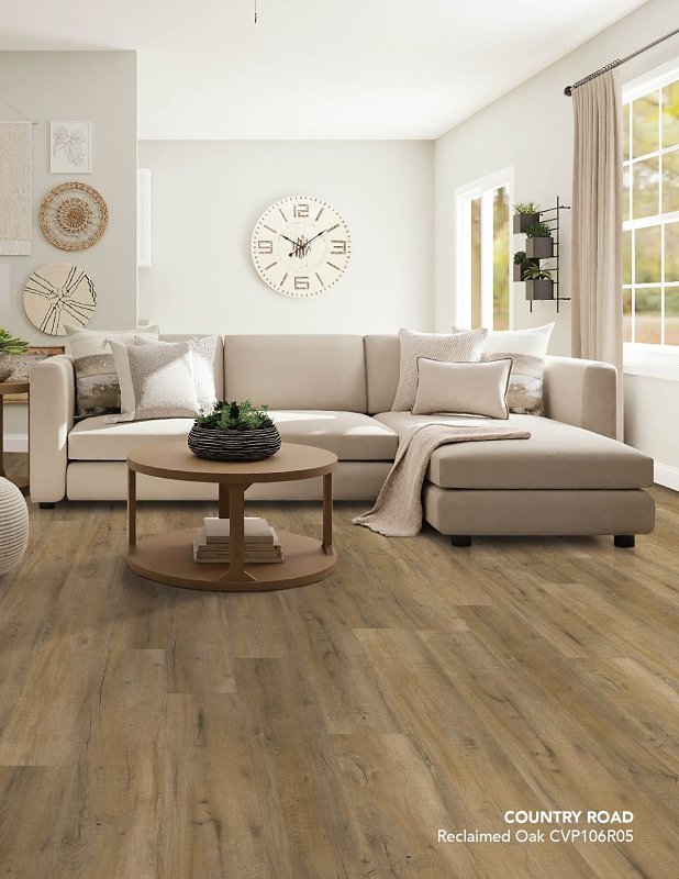 Healthier Choice Flooring CVP106R05 Flooring Plank, 60 in L, 9 in W, Pressed Bevel Edge, Stone Polymer Composite/Vinyl