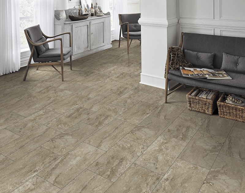 Healthier Choice Flooring CVT107L02 Flooring Plank, 24 in L, 12 in W, Grout Bevel Edge, Stone Polymer Composite/Vinyl