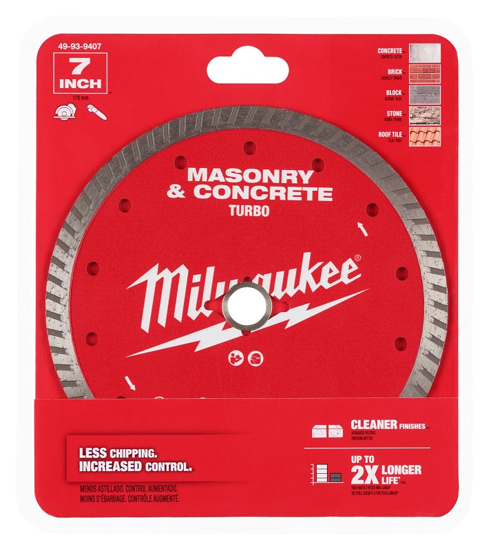 Milwaukee 49-93-9407 Saw Blade, 7 in Dia, DM-7/8 in-5/8 in Arbor, Turbo Rim