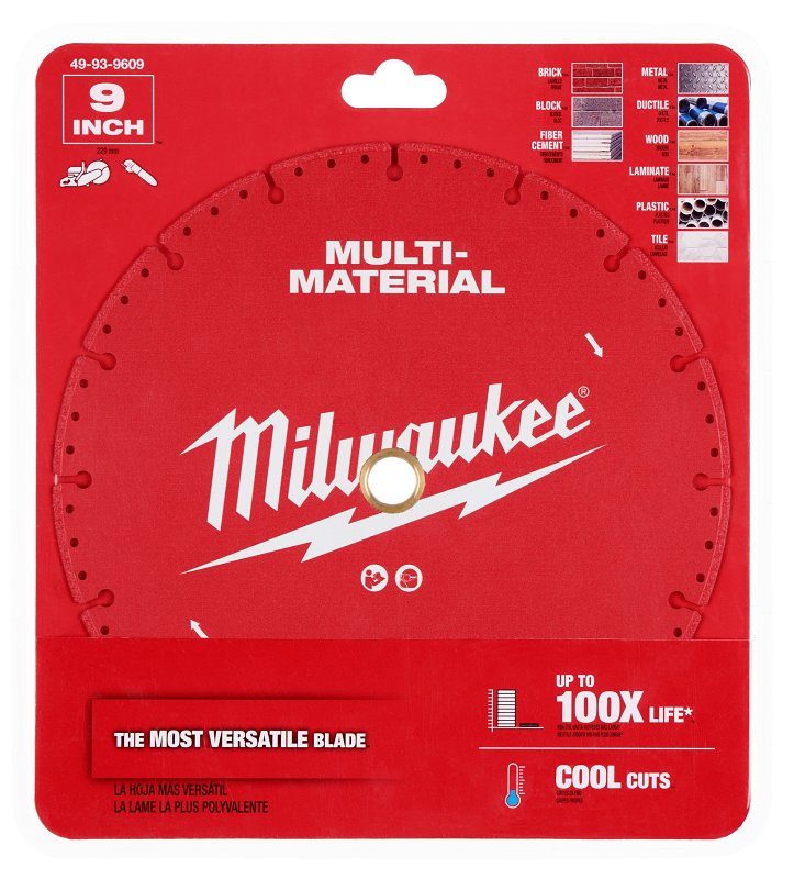 Milwaukee 49-93-9609 Saw Blade, 9 in Dia, 7/8 in-5/8 in Arbor, Diamond Cutting Edge, Segmented Rim