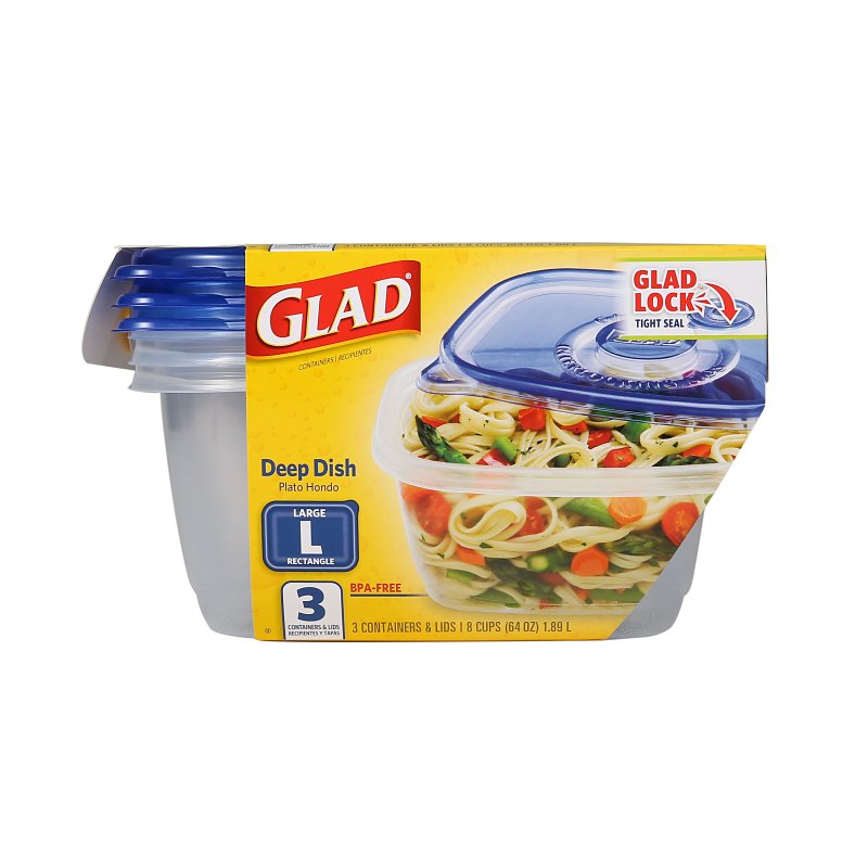 Glad BBG10316 Large Deep Dish, 64 oz, Plastic, Clear