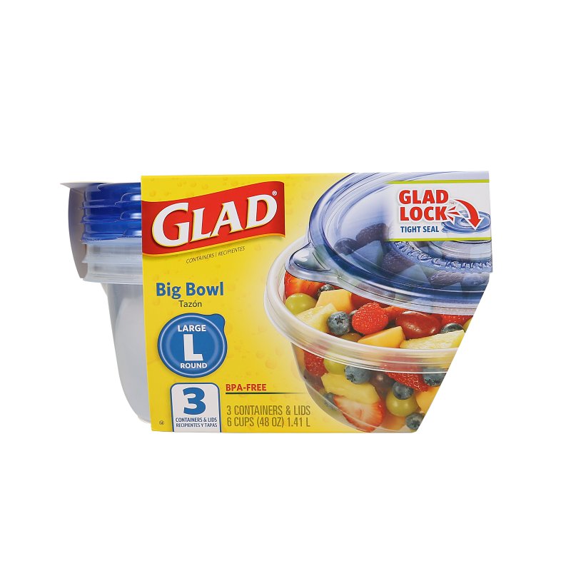 Glad BBG10691 Large Big Bowl, 48 oz, Plastic, Clear