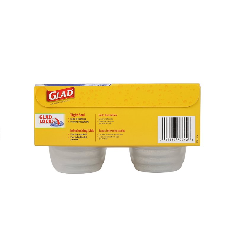 Glad BBG11038 Container, 4 oz, Plastic, Clear, 3.4 in Dia, 3 in H