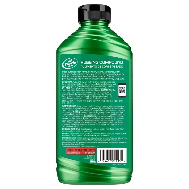 Turtle Wax T415 Rubbing Compound, 18 oz, Liquid, Fresh Leather