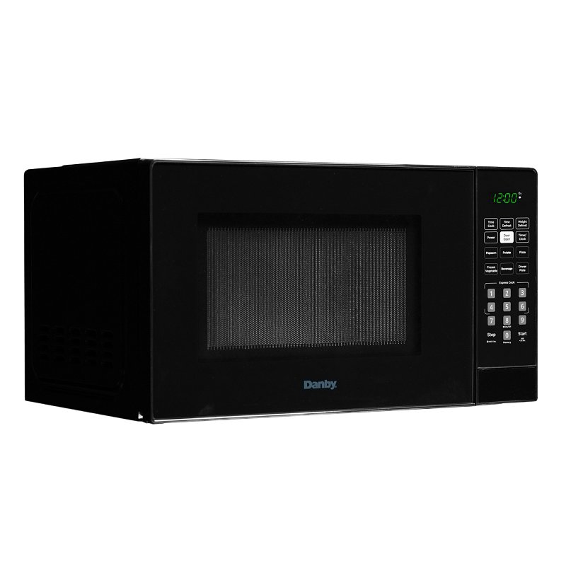Danby DBMW1121BBB Countertop Microwave, 1.1 cu-ft, 900 W, 2 Cooking Stages, Metal, Black