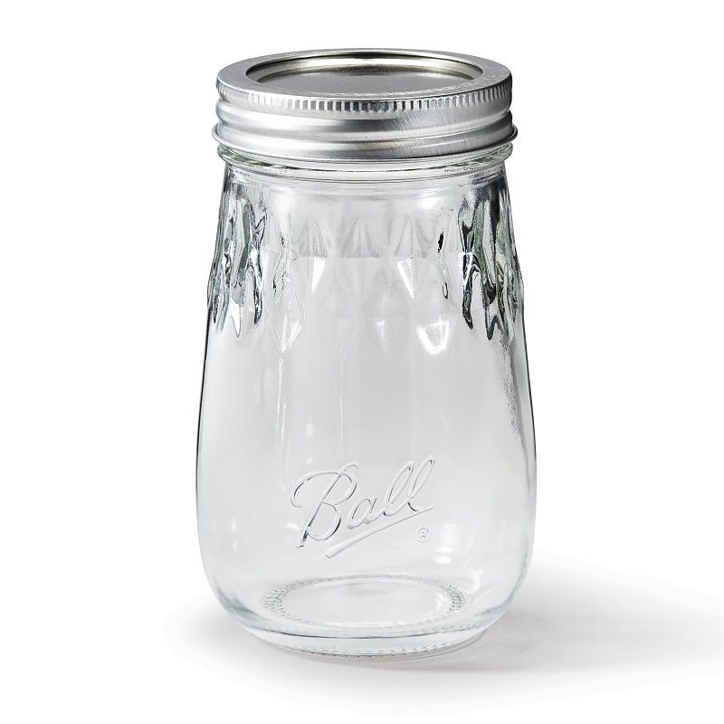 Ball 1440061199 Flute Canning Jar, 16 oz Capacity, Metal