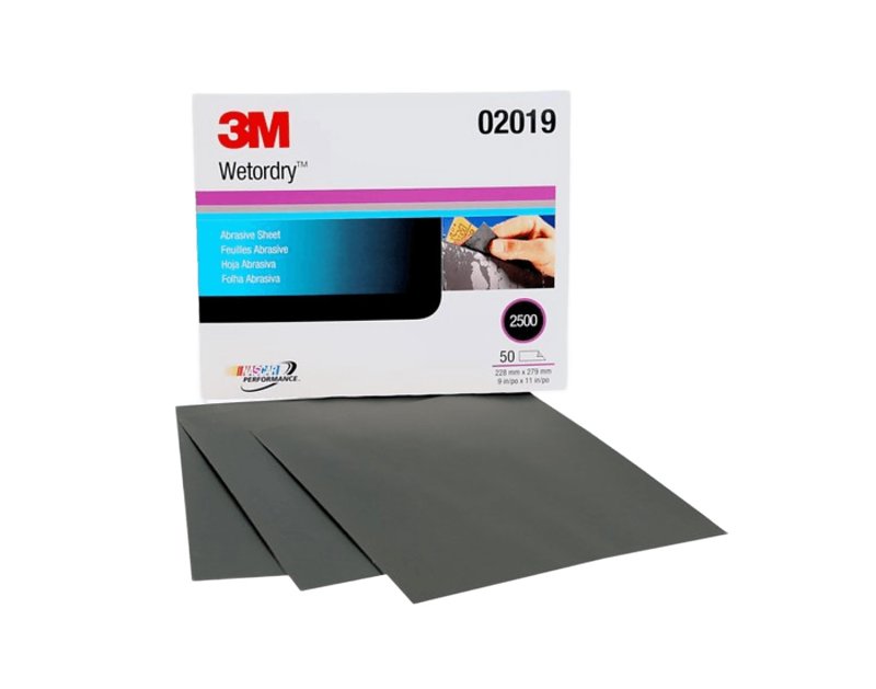 3M Wetrodry Series 02019 Abrasive Sheet, 11 in L, 9 in W, 2500 Grit, Fine, Aluminum Oxide/Silicon Carbide Abrasive