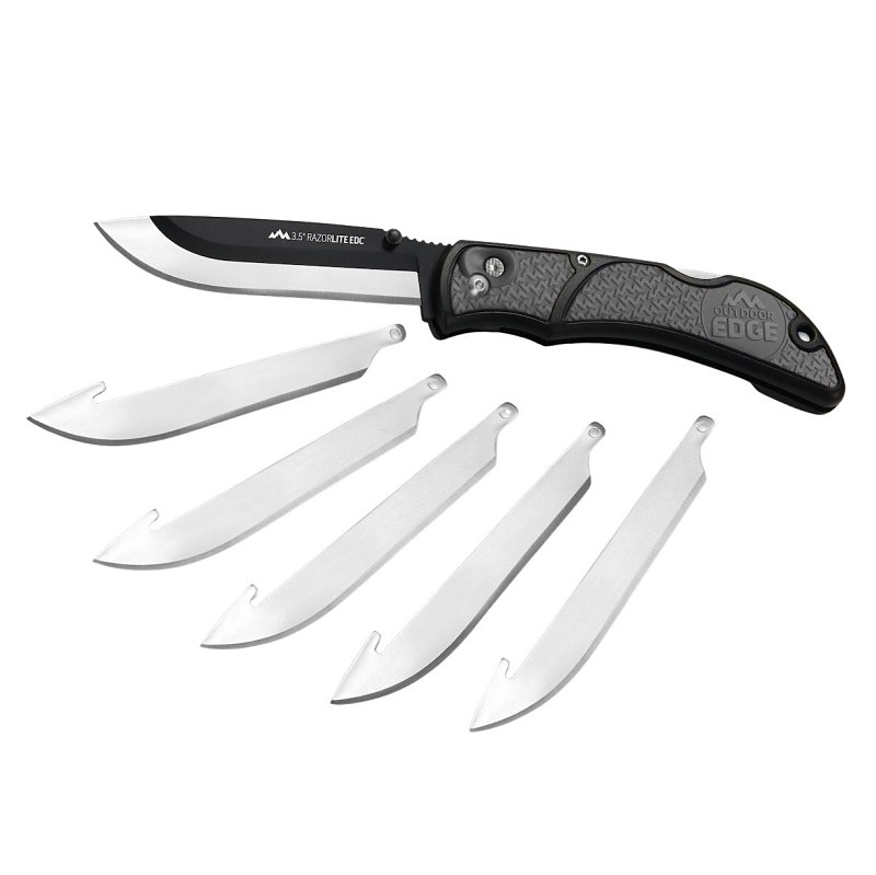 Outdoor Edge Razor-Lite Series RLY-50C Knife, Gray Handle, 3-1/2 in L Blade, Stainless Steel Blade, 8 in OAL
