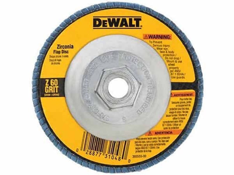 DEWALT DW8312 Flap Disc, 4-1/2 in Dia, 5/8-11 Arbor, Coated, 60 Grit, Medium, Zirconium Oxide Abrasive