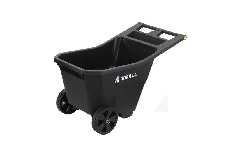 Gorilla Carts GCY Series GCY-45 Yard Cart, 300 lb, 4.5 cu-ft Deck, Polypropylene Deck, 2-Wheel, 9 in Wheel, Black
